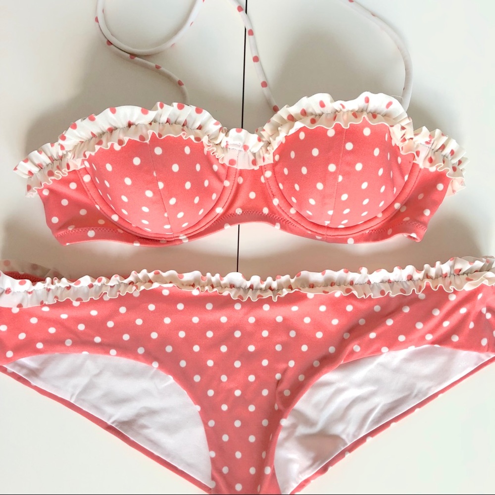 VICTORIA’s SECRET SWIM! Pink Polka dots w/ ruffles